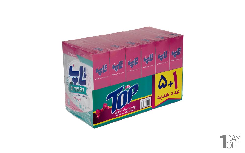 بسته 5+1 پودر ماشین لباسشویی تاپ مقدار هر بسته 500 گرم