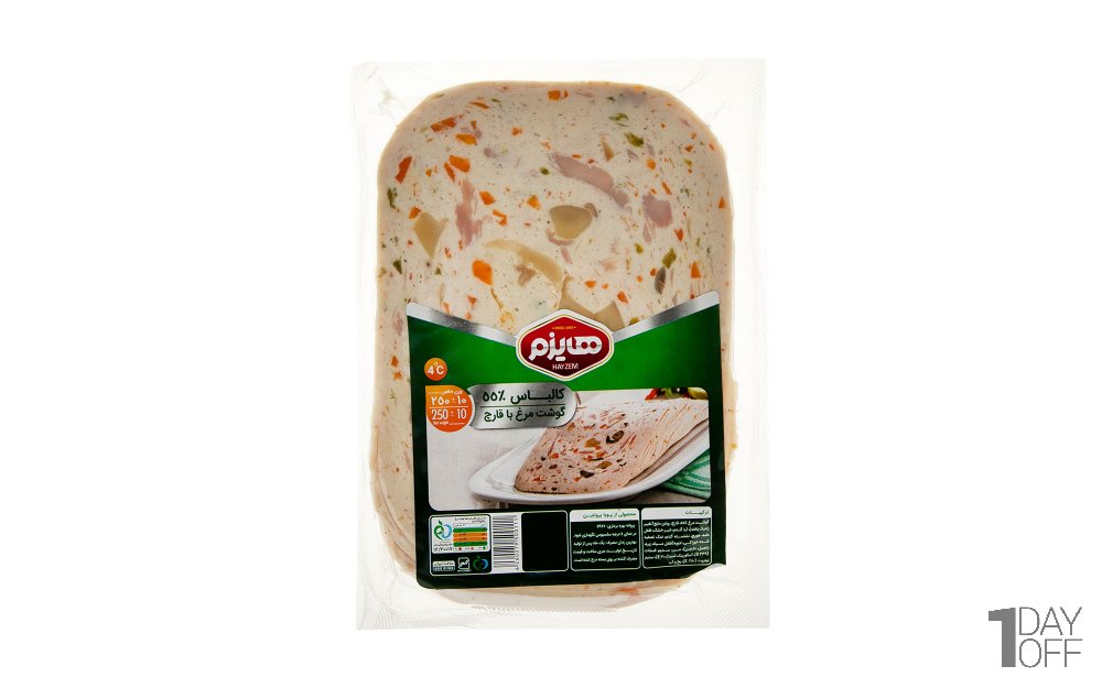 کالباس مرغ و قارچ 55 درصد گوشت مرغ هایزم مقدار 250 گرم