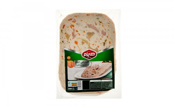 کالباس مرغ و قارچ 55 درصد گوشت مرغ هایزم مقدار 250 گرم