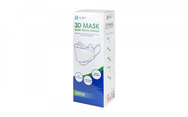 ماسک سه‌بعدی سفیدآبی جی.اچ.تی (G.H.T) بسته 25 عددی 