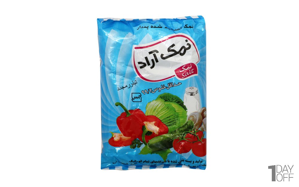 نمک تصفیه‌شده یددار آراد مقدار 500 گرم