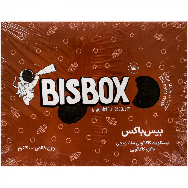 بیسکویت کاکائویی با کرم کاکائو بیس باکس مقدار 400 گرم