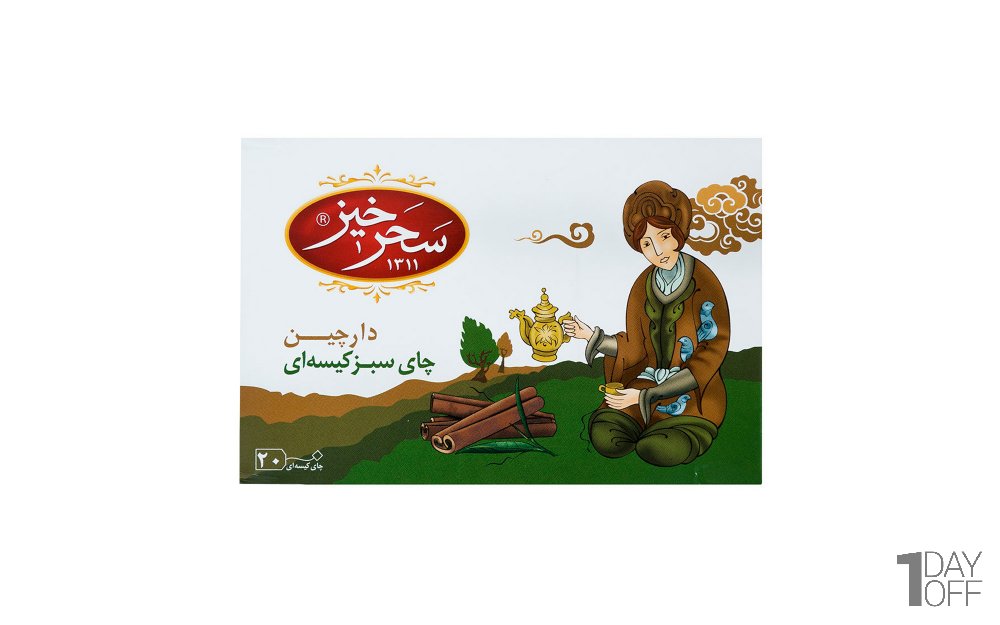 چای کیسه‌ای سبز با طعم دارچین سحرخیز بسته 20 عددی