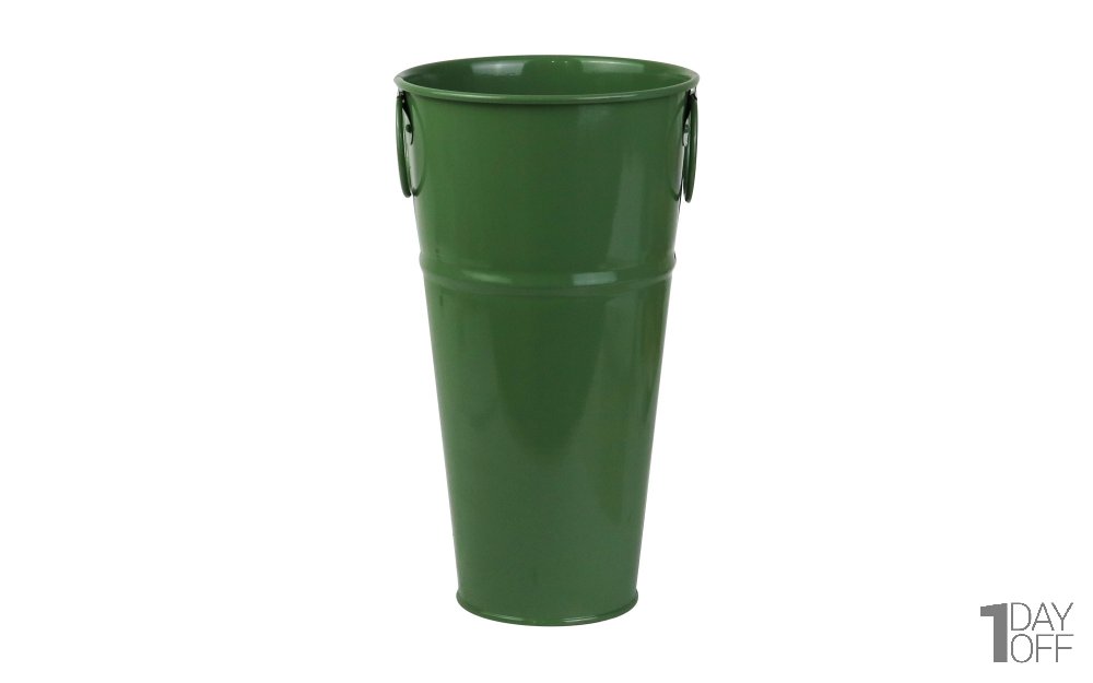 گلدان فلزی دسته‌ حلقه‌ای تورینگ ابعاد 28x16x10 سانتی‌متر رنگ سبز چمنی