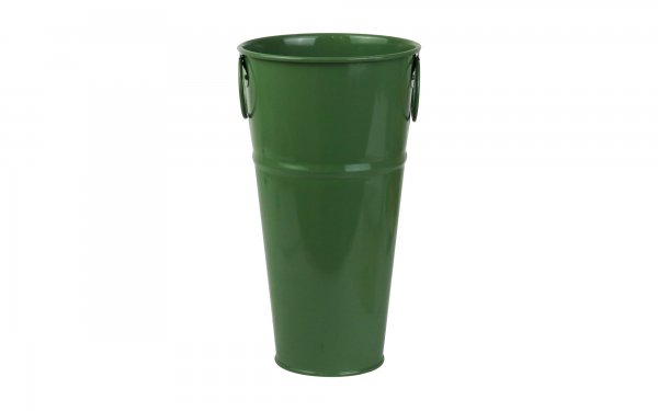 گلدان فلزی دسته‌ حلقه‌ای تورینگ ابعاد 28x16x10 سانتی‌متر رنگ سبز چمنی