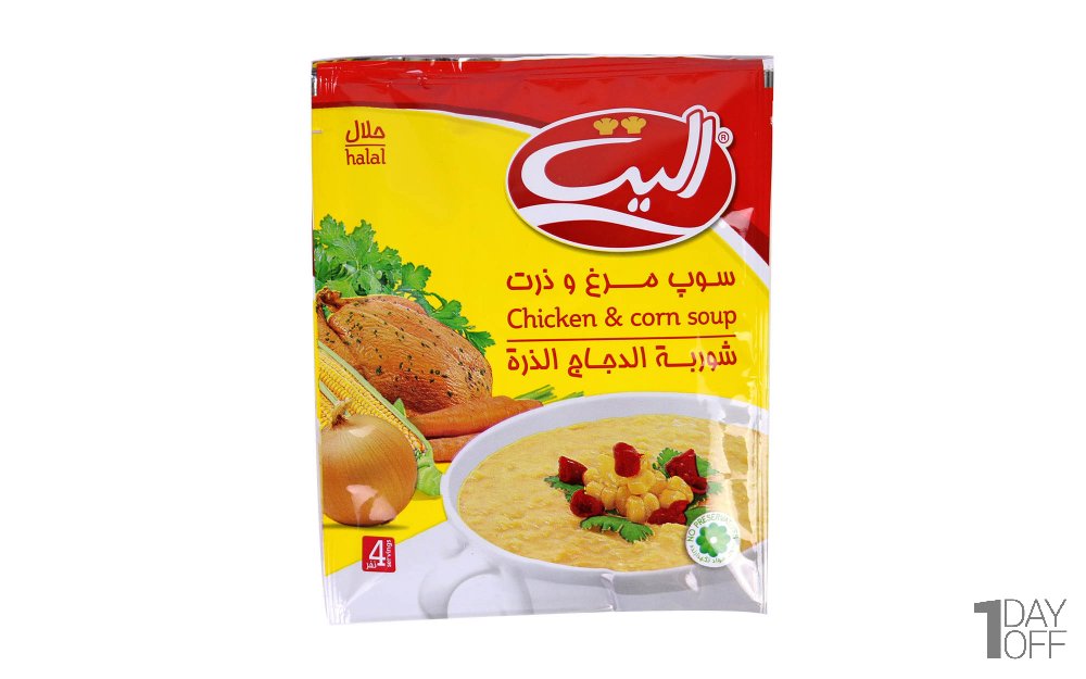 سوپ مرغ و ذرت نیمه‌آماده الیت مقدار 65 گرم