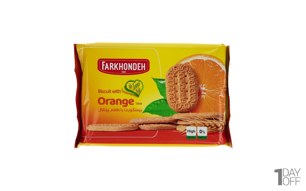 بیسکویت با طعم پرتقال فرخنده مقدار 320 گرم