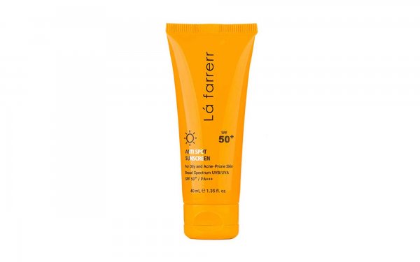 کرم ضد آفتاب و ضد لک بی رنگ SPF50 لافارر مناسب پوست چرب و مستعد آکنه مقدار 40 میلی‌لیتر