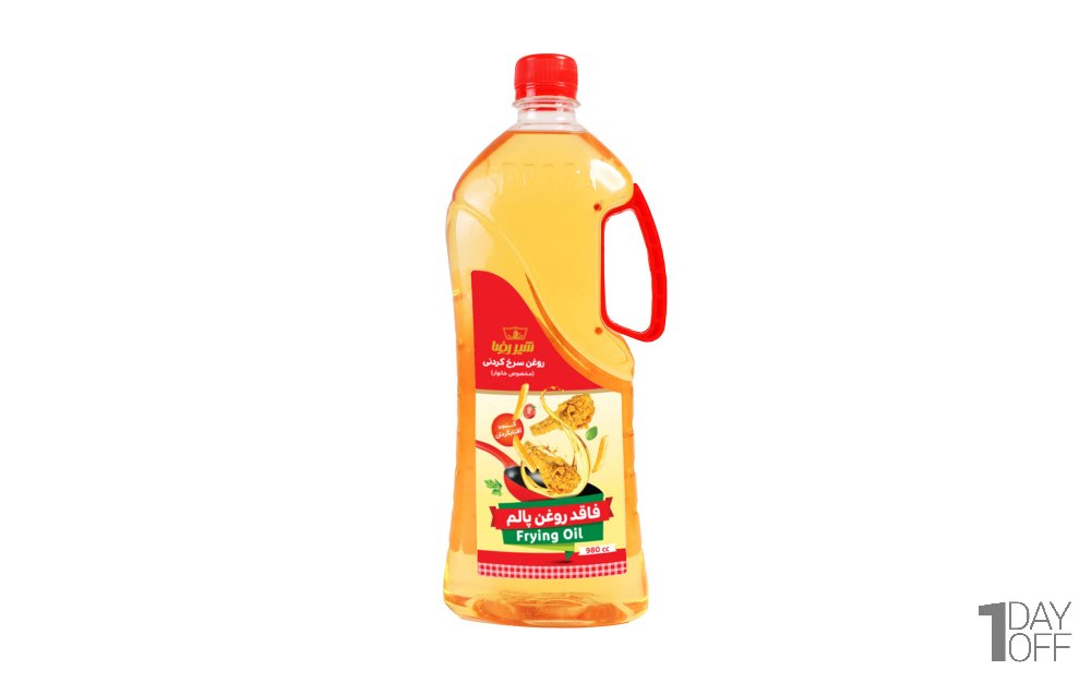 روغن سرخ‌کردنی مخلوط حاوی روغن کنجد و آفتابگردان شیررضا مقدار 980 میلی‌لیتر