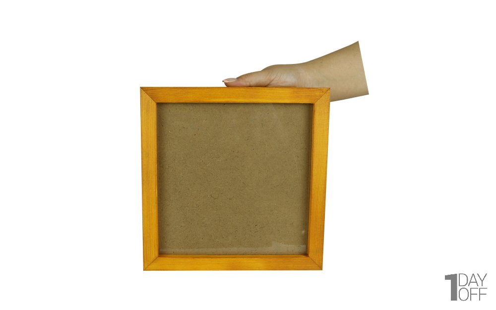 قاب عکس چوبی دست ساز ابعاد 22x22 سانتی‌متر رنگ نارنجی