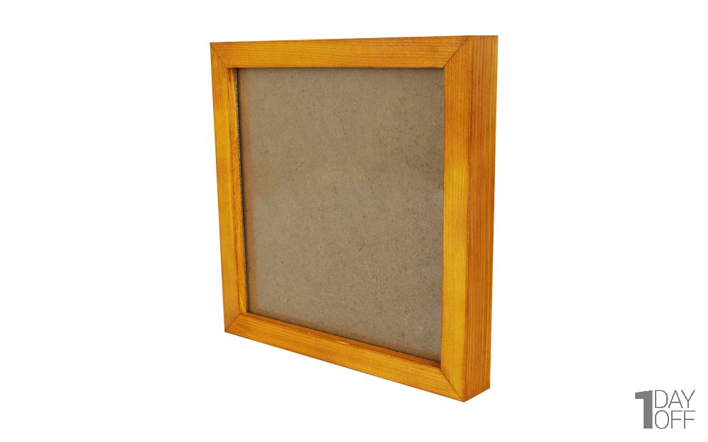 قاب عکس چوبی دست ساز ابعاد 22x22 سانتی‌متر رنگ نارنجی