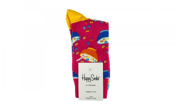 جوراب هپی‌ساکس (Happy Socks) کد 2567 سری فود طرح سوپ رنگ زمینه صورتی