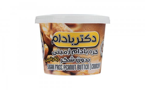 کره بادام‌زمینی بدون شکر کرانچی دکتر بادام مقدار 220 گرم
