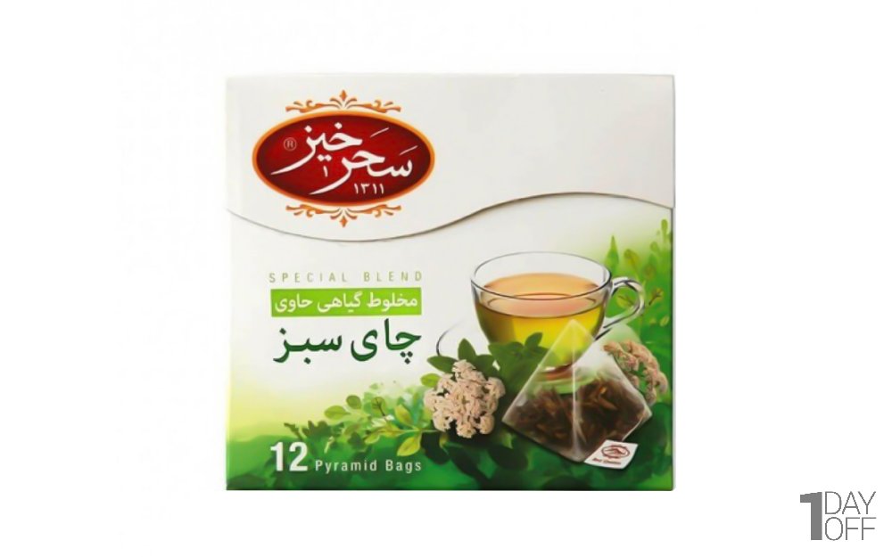 دمنوش چای سبز سحرخیز بسته 12 عددی