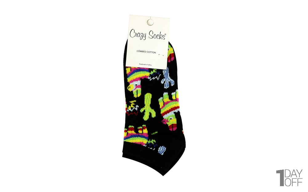  جوراب کالج طرح بیابان رنگارنگ کریزی ساکس (Crazy Socks) کد 2595 رنگ زمینه مشکی 