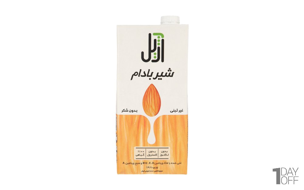 شیر غیر لبنی وگان بادام بدون شکر آژیل کاله مقدار 1 لیتر