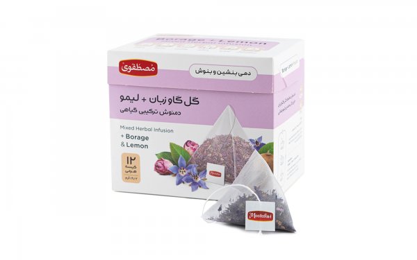 دمنوش هرمی گل گاوزبان و لیمو مصطفوی بسته 12 عددی