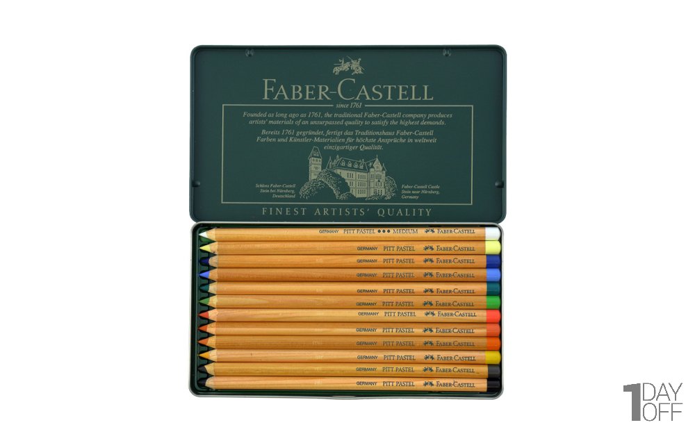 پاستل مدادی 12 رنگ فابر کاستل (Faber Castell) سری Finest Artists Quality مدل Pitt 