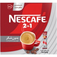 پودر مخلوط قهوه فوری 2 در 1 بدون قند نسکافه نستله 24 ساشه‌ای