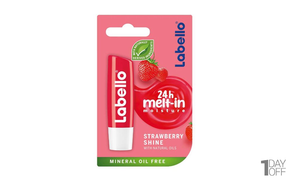 بالم لب لابلو Labello مدل Strawberry Shine رایحه توت‌فرنگی مقدار 4.8 گرم 