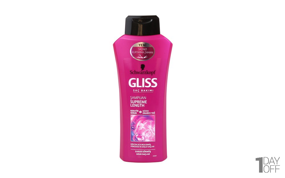 شامپو تقویت‌کننده مو گلیس (Gliss) مدل Superme Length مقدار 550 میلی‌لیتر