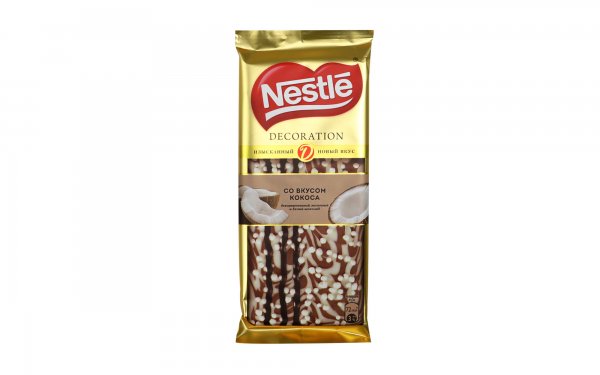 شکلات شیری و سفید با طعم نارگیل نستله (Nestle) مدل DECORATION مقدار 80 گرم 