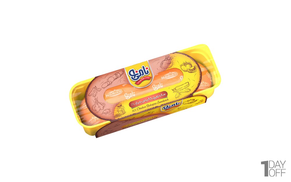 ساندویچ کالباس مرغ 60 درصد نامی‌نو مقدار 240 گرم 