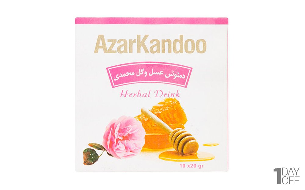 دمنوش عسل و گل‌محمدی آذرکندو بسته 10 عددی