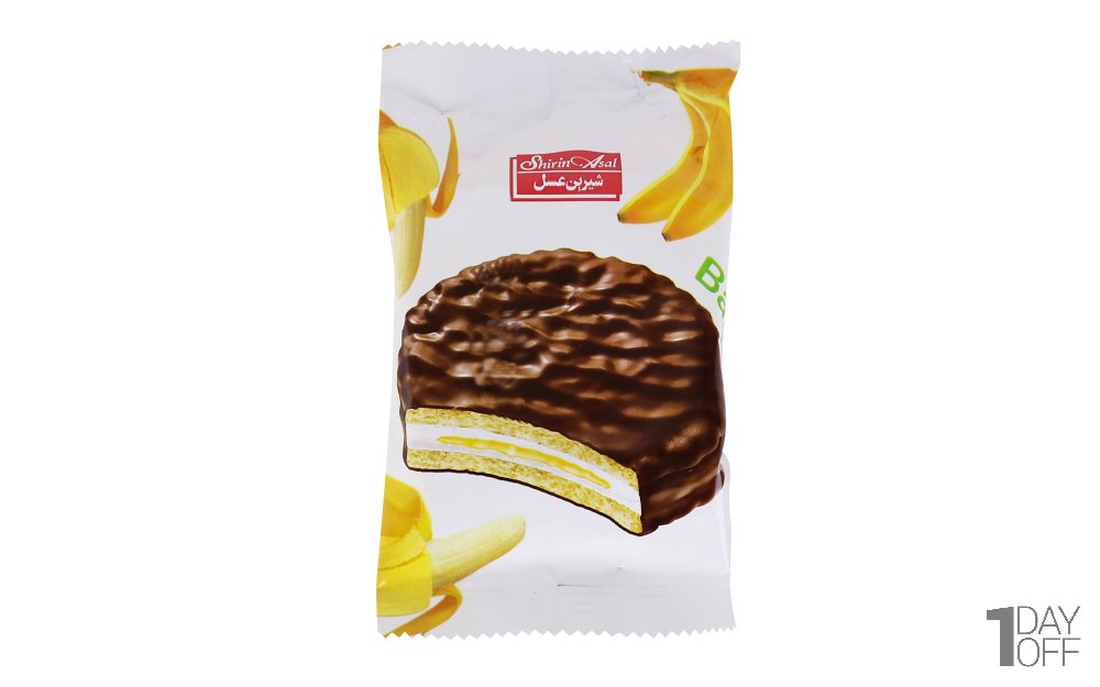 بیسکویت با روكش شكلات و مغزی موز شیرینعسل مقدار 35 گرم - با کرم هوادهی شده / با طعم موز