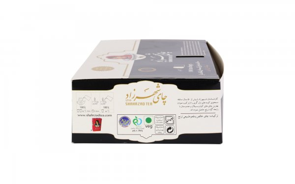 چای ارل‌گری کیسه‌ای لفاف‌دار سیاه مرغوب و معطر شهرزاد بسته 100 عددی
