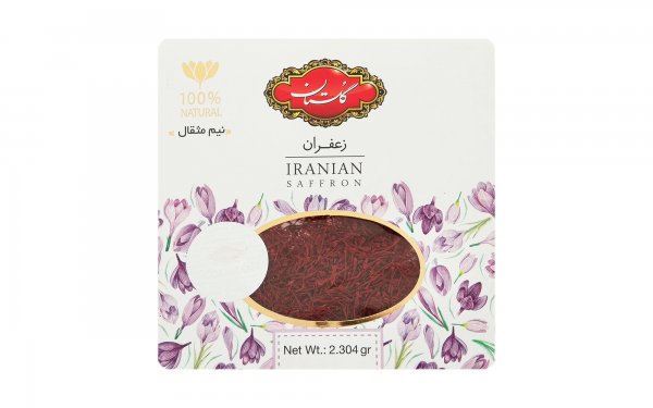 زعفران گلستان کارتی با طرح گل مقدار نیم مثقال (2.304 گرم)