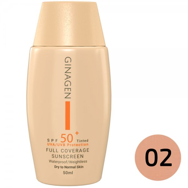 کرم ضد آفتاب رنگی SPF50 مناسب پوست خشک و نرمال ژیناژن مقدار 50 میلی‌لیتر - رنگ 02