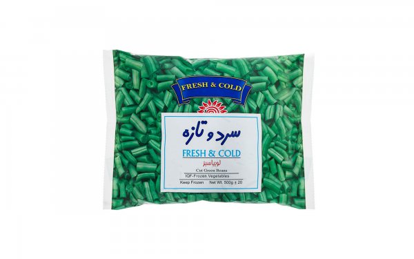لوبیا سبز خردشده منجمد سرد و تازه مقدار 400 گرم