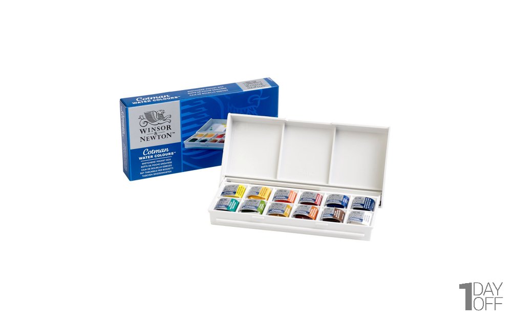 قرص کوچک آبرنگ وینزور (Winsor) سری Cotman بسته 12 رنگ
