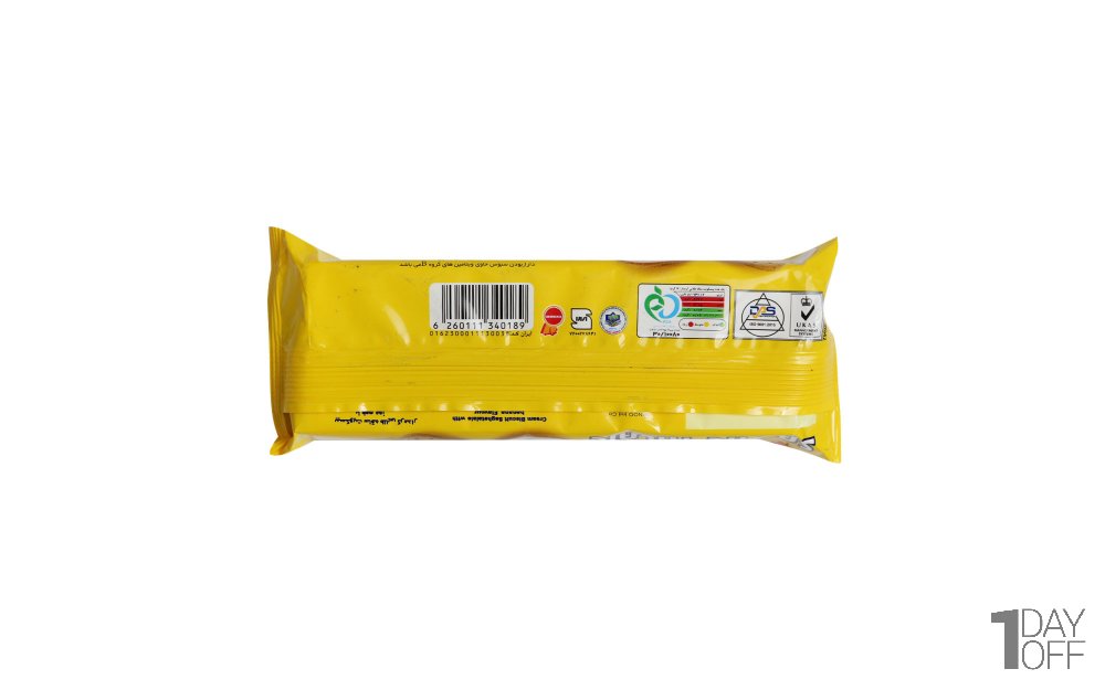 بیسکویت ساقه طلایی کرم‌دار با طعم موز مینو مقدار 96 گرم