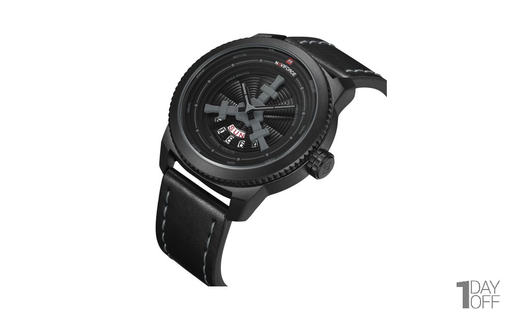 ساعت نیوی‌فورس (NAVIFORCE) مدل NF9156M رنگ مشکی همراه با دوخت خاکستری کد رنگ B/GY/B