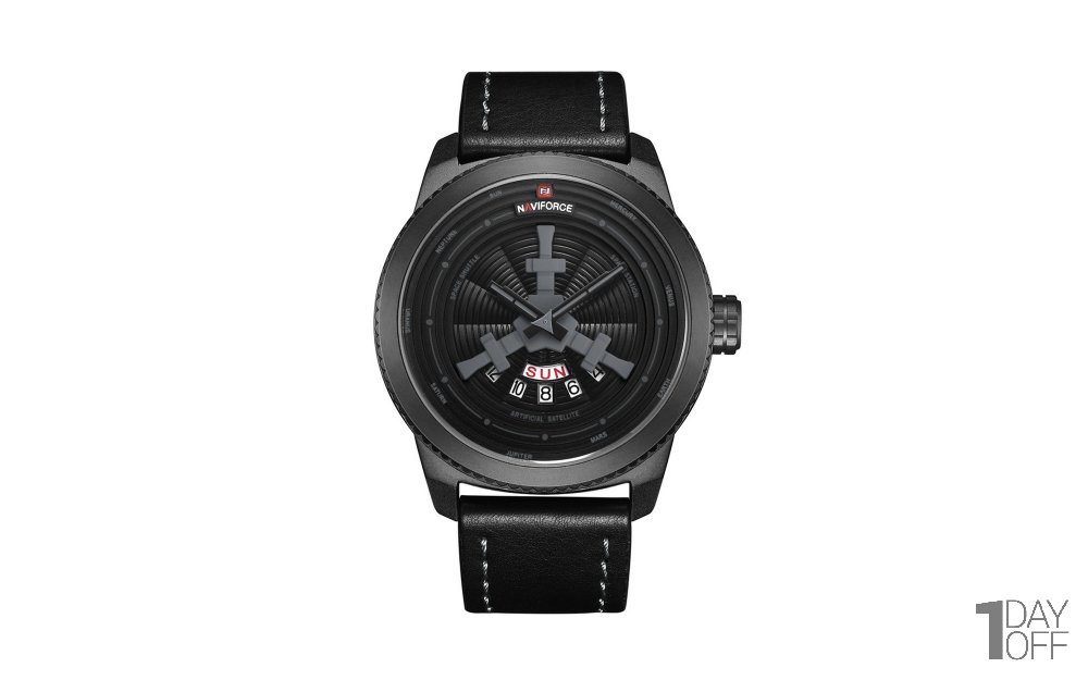 ساعت نیوی‌فورس (NAVIFORCE) مدل NF9156M رنگ مشکی همراه با دوخت خاکستری کد رنگ B/GY/B
