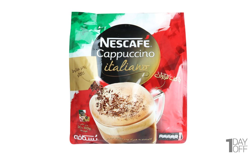 کاپوچینو ایتالیانو همراه با پودر مخلوط کاکائو نسکافه (Nescafe) بسته 20 عددی