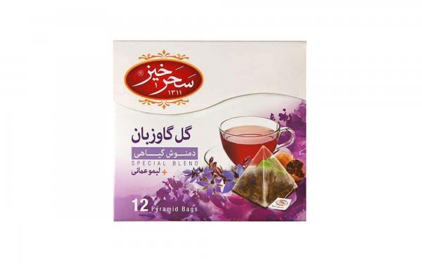 دمنوش گل گاوزبان لیموعمانی سحرخیز بسته 12 عددی