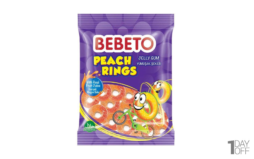 پاستیل ببتو مدل Peach Rings مقدار 80 گرم 