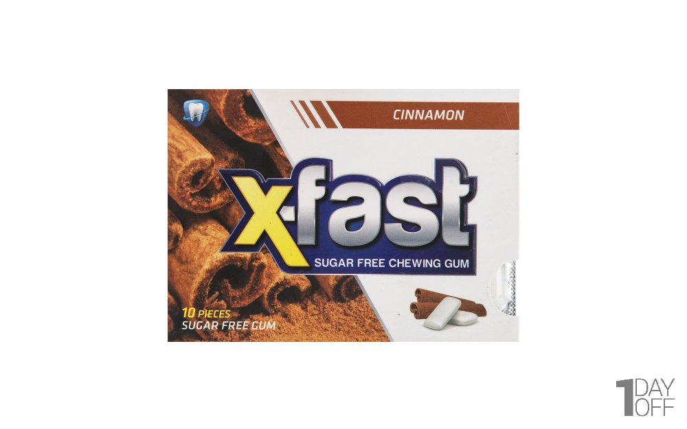آدامس دارچینی بدون شکر ایکس فست (X-fast) بسته 10 عددی