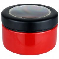 باکس هدیه فلزی گرد رنگ قرمز با درب مشکی ابعاد 11x7 سانتی‌متر