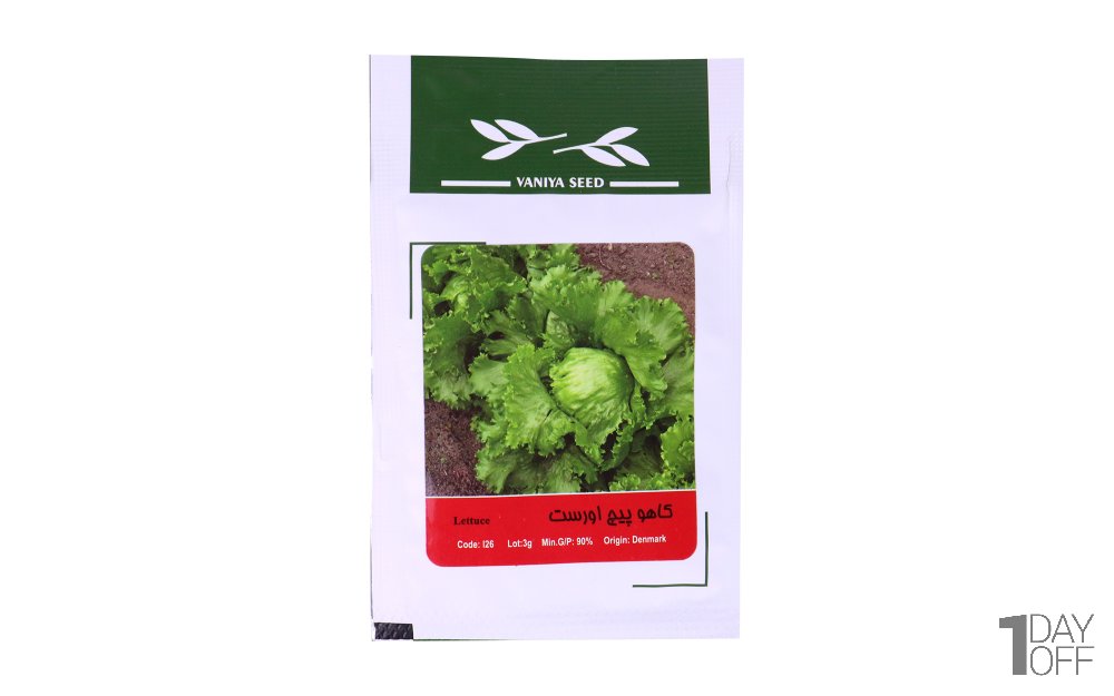 بذر کاهو پیچ اورست (Lettuce) وانیا آذر سبزینه کد 126 مقدار 3 گرم