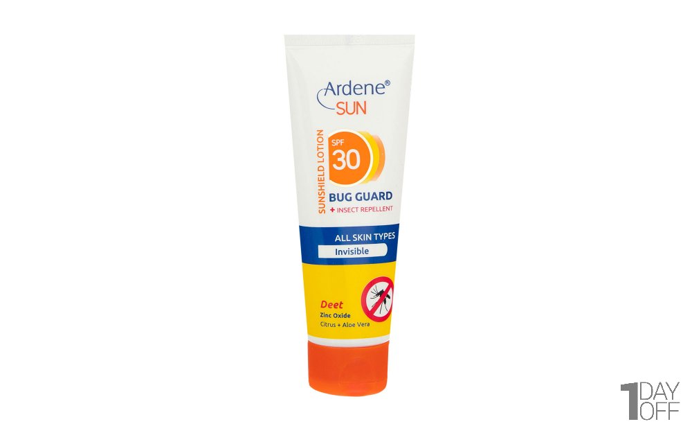 لوسیون ضدآفتاب SPF30 آردن مدل bug guard مقدار 75 میلی‌لیتر