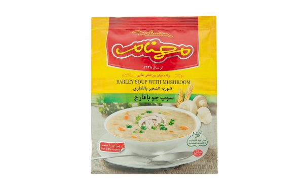 سوپ جو با قارچ نیمه‌آماده مهنام مقدار 75 گرم