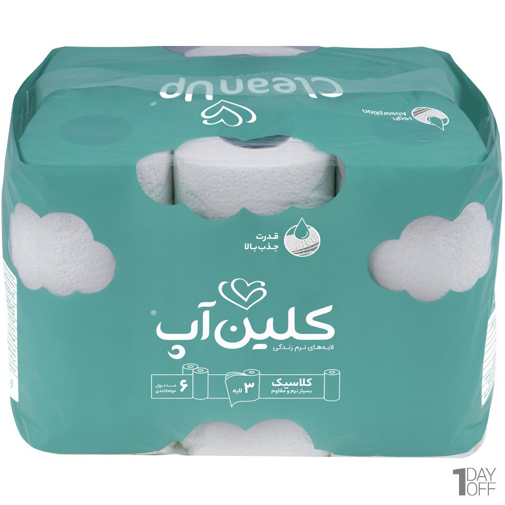 دستمال حوله سه‌لایه 6 رول کلین آپ