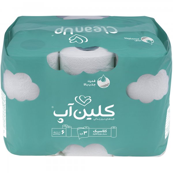 دستمال حوله سه‌لایه 6 رول کلین آپ