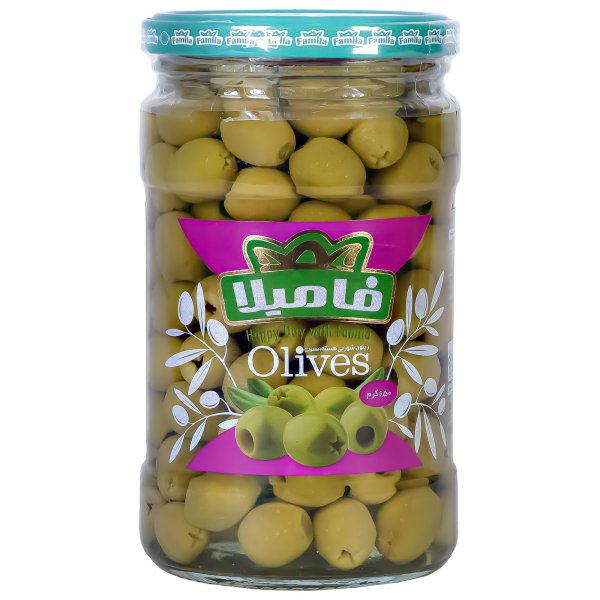 زیتون بی هسته ممتاز فامیلا مقدار 620 گرم