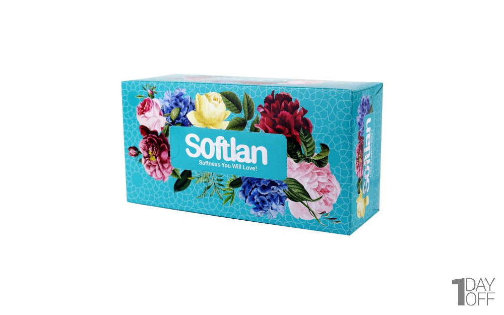 دستمال کاغذی 150 برگ دولایه سفید سری پرنیان سافتلن