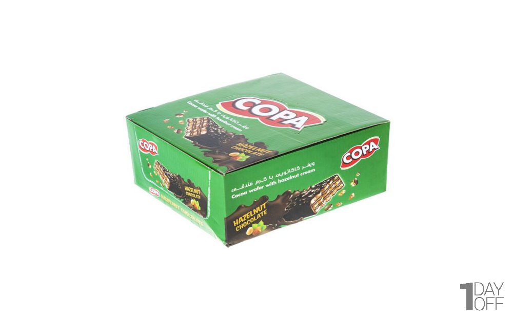 ویفر کاکائویی با کرم فندقی کوپا بسته 12 عددی